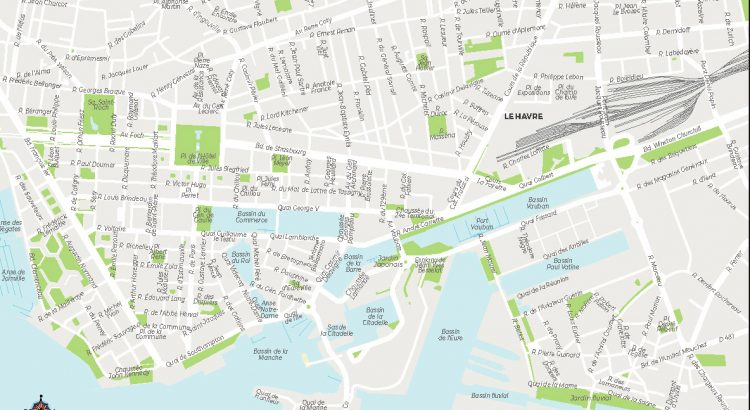 Le Havre plan de ville carte vectorielle illustrator