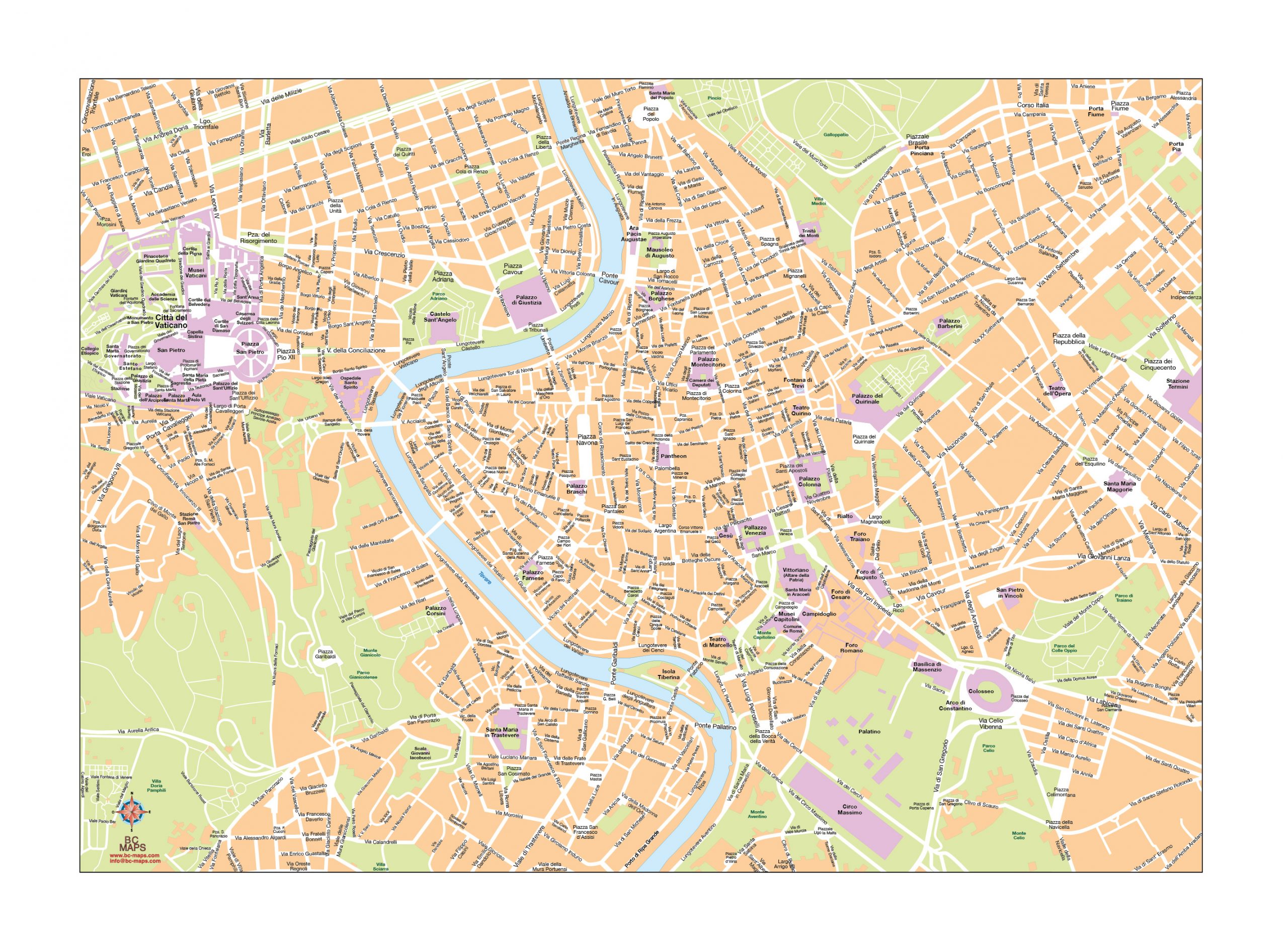 Rome plan de ville fond de carte vectoriel illustrator eps A3
