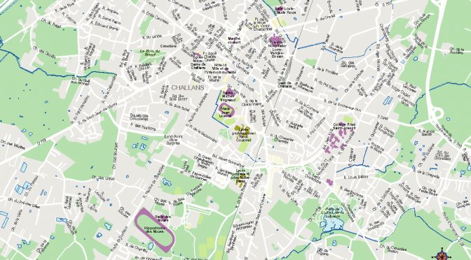 Challans plan de ville carte vectorielle illustrator eps