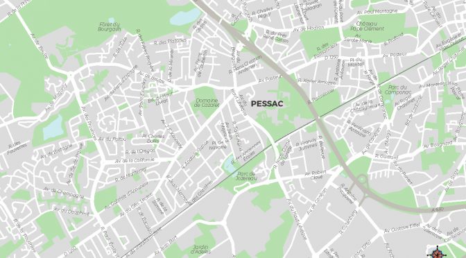 Pessac plan de ville carte vectorielle illustrator eps